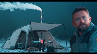 Frozen at 17F  8C  Hot Tent Camping in the Frozen Forest  Adventure [upl. by Cadel]