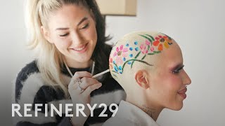 Dyeing Art Onto My Buzzed and Bleached Hair  Hair Me Out  Refinery29 [upl. by Janifer]