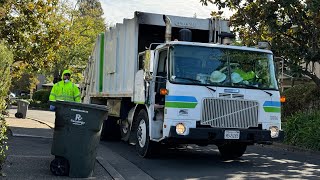 Recology Sonoma Marin  Volvo WXLL Leach Rear Loader Garbage Truck on Park and Apartment Garbage [upl. by Pillihp]