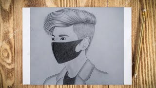 Easy Masked Man Drawing Picture How to Draw a Man Wearing a Mask Pencil Drawings [upl. by Aeli]