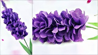 Lavender paper flower making with crepe paper tutorial DIY Paper Crafts  realistic paper flowers [upl. by Murry]