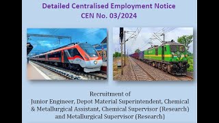 RRB JE Recruitment Advertise No CEN 032024 [upl. by Brnaby337]