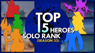 Top 15 Best Heroes To Solo Rank Up Season 33  Mobile Legends [upl. by Aynotel804]