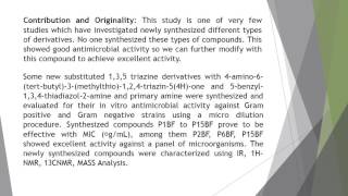 Synthesis and Study of 124 Triazine and Thiadiazoles Based Derivatives of S Triazine as Antimicrob [upl. by Odnam517]