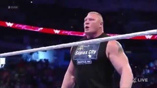 The Shield Reunites to Save Dean Ambrose Against Brock Lesnar Raw February 8 2016 [upl. by Arriek]