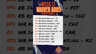 Top Waiver Adds for Week 13  Hot Soup Fantasy Football fantasyfootball waivers keenanallen jay [upl. by Nitnerb424]