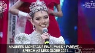 MAUREEN MONTAGNE FAREWELL AND FINAL SPEECH  Miss Globe 2022 [upl. by Eronaele601]