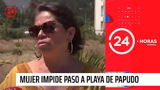 Mujer impide paso a playa de Papudo y amenaza a carabinero  24 Horas TVN Chile [upl. by Rehc85]