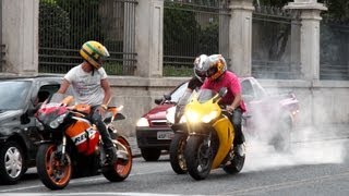 Honda CBR 1000RR Burnout S1000RR amp Hayabusa Wheelie CBR vs 650F R1 R6 ZX6R Hornet  Lound Sounds [upl. by Breana]