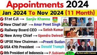 Appointment 2024 Current Affairs  Who Is Who Current Affairs 2024  Important Appointments 2024 [upl. by Elletnahc]