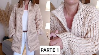 Como tejer Chaqueta Cardigan a crochet PARTE 1 [upl. by Aniweta]