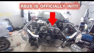 SUBZILLA RB26 SWAP PART 2  ENGINE INSTALLATION IS COMPLETE [upl. by Akinehs251]