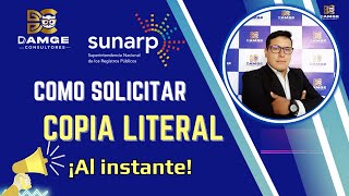 Copia literal SUNARP en línea 2024  Cómo solicitar COPIA LITERAL en línea SUNARP  Actualizado [upl. by Ellerrehs]