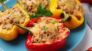 How To Make The PERFECT STUFFED BELL PEPPERS  Stuffed Bell Pepper With Ground Beef and Rice [upl. by Ruder222]