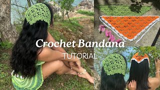 Crochet Bandana Tutorial  Crochet Lace Bandana Tutorial  Easy Crochet Tutorial [upl. by Ardiek]