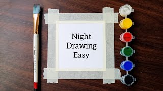 Watercolor night sky drawing easy  simple painting  easy drawing  poster colour painting ideas [upl. by Ylsew]