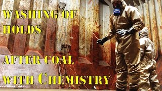 Замывка трюмов после угля химией  Washing of holds after coal with chemistry [upl. by Akihsal85]