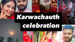 Karwachauth celebration is bar chand ne to aane mai bhaut intjar karwaya karwachauth [upl. by Yartnod]