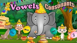 Childrens Vowels Consonants and Rhyming Words ABC Alphabet Songs Phonics CVC words [upl. by Akener378]