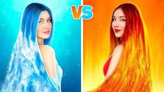 Fire Girl VS Water Girl  Four Elements  Fire VS Water VS Air VS Earth [upl. by Llaccm]