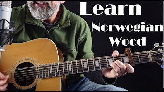 Norwegian Wood Chord Melody Guitar Lesson Tutorial  12 String [upl. by Treboh620]