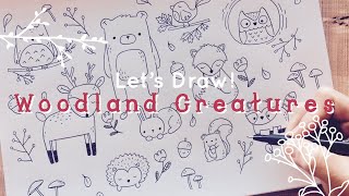 Lets Draw Cute Woodland Creatures  Doodles by Sarah [upl. by Ahterod]