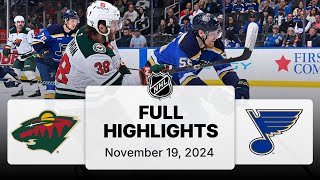 NHL Highlights  Wild vs Blues  November 19 2024 [upl. by Yesima964]