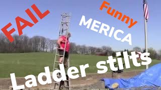 Redneck ladder walking fail Steve McGranahan broke hand on fall [upl. by Eiclehc]