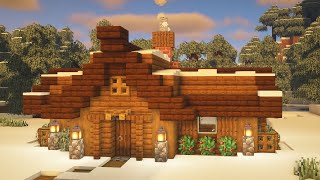 Minecraft How to build a Winter Log Cabin [upl. by Naam]