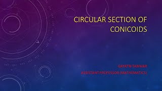 Circular Section of the Conicoids Part1 [upl. by Ellehsyt]