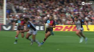 Leigh Halfpenny scores his first try for Harlequins as Cassius Cleaves sets him up against Newcastle [upl. by Repinuj]