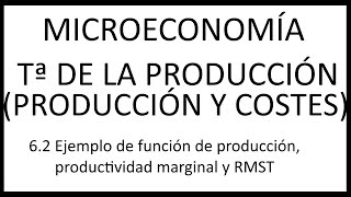 62 Ejemplo de función de producción productividad marginal y RMST [upl. by Arikat]