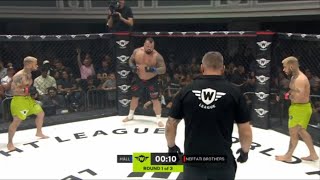 Eddie Hall scores BRUTAL knockout 2 vs 1 mma Fight vs Neffati Brothers [upl. by Auqenes]