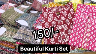 COTTON 3 PIECE KURTI PANT SET JAIPURI KURTI COLLECTION  CASH ON DELIVERY 150 STARTING [upl. by Bron]