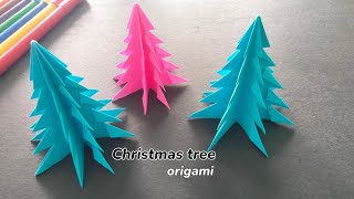 How to make a simple origami Christmas Tree  Origami Christmas tree  origami paper crafts [upl. by Eggett]