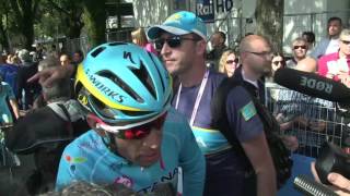 Vincenzo Nibali soddisfatto al termine dellottava tappa del Giro dItalia 2016 [upl. by Annoyt]