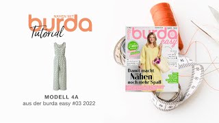 Nähanleitung Nähen mit burda – sommerlicher Jumpsuit Modell 4A  burda easy 322 5905 [upl. by Galvin]