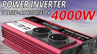 12V to 220V 4000W Solar Power Inverter with LCD Display  Dual USB Fast Charging for Phone amp Laptop [upl. by Oniskey]