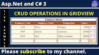 Insert Edit Update Delete Data in GridView Using AspNet C  Gridview inline editing [upl. by Loftus]