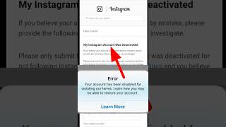 Instagram Account Disabled how to get back  How to Recover Disabled Instagram Account Reactivate [upl. by Aratihc]