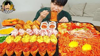 ASMR MUKBANG 직접 만든 순두부 열라면 김밥 김치 유부초밥 먹방 RAMYEON amp KIMBAP MUKBANG EATING SOUND [upl. by Honan]