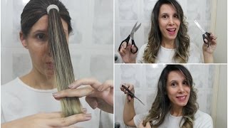 Como cortar o cabelo sozinha em casa repicado sem tirar o comprimento [upl. by Aihseuqram]