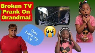 BROKEN TV PRANK ON GRANDMA👵🏾 We got her good must watch 😂😂 [upl. by Pirnot859]