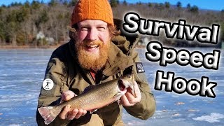 Ice Fishing With The Military Speedhook Survival Trapping Kit 87 days ep 21 [upl. by Leohcin406]