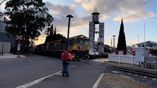 TasRail TR12 2011 TR07 36 train crossing Reibey Street Ulverstone Clock Tower [upl. by Marasco]