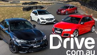 BMW M2 v Audi RS3 v AMG A45 v HSV Clubsport Comparison  Drivecomau [upl. by Eaves]