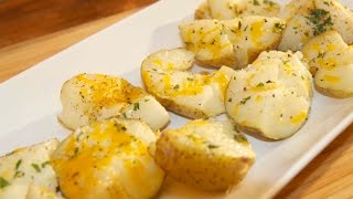 Garlic Crushed Potatoes  Cooked by Julie  Episode 182 [upl. by Jehius]