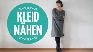 Gemütliches Kleid nähen  Aus Strickstoff [upl. by Enelam806]