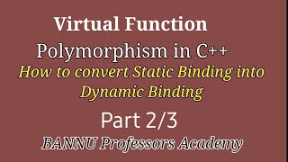 Polymorphism in C part 2 static binding dynamic binding virtual function in hindi urdu [upl. by Ramled]