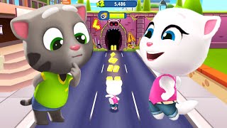 Talking Tom Gold Run Talking Angela vs Boss Fight with Raccoon Boss  Android iOS  Full Screen 🔥 [upl. by Rockefeller615]